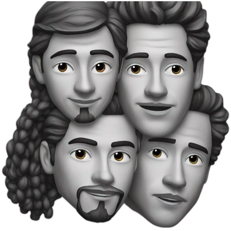 two white guys and a chicano looking at the moon emoji