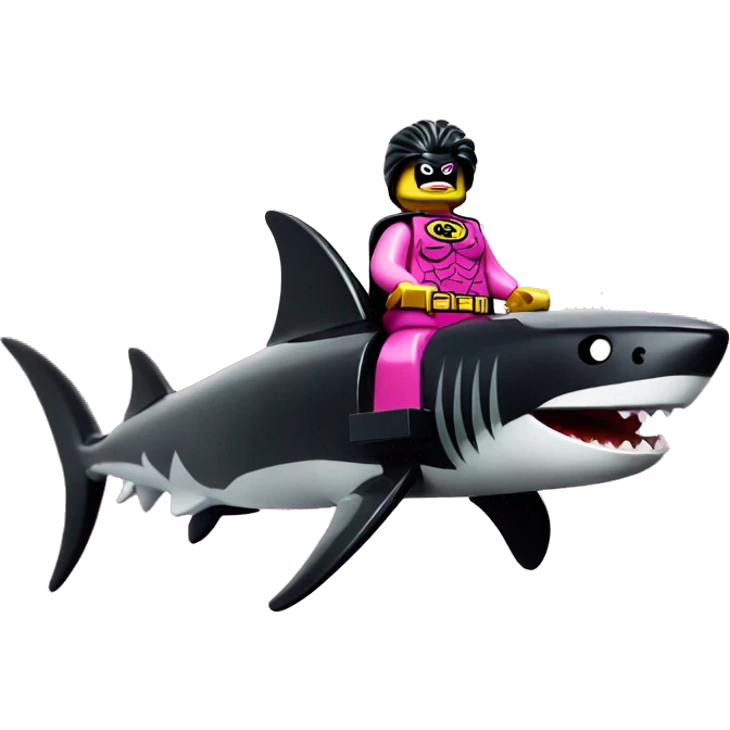 lego pink batman riding a shark emoji