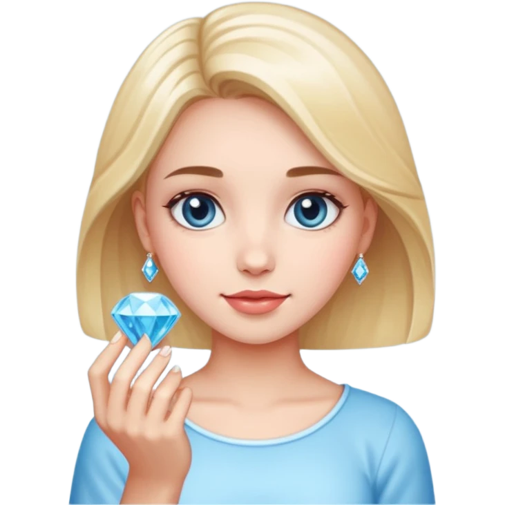 Pretty cute girl that hold Diamond in her hand emoji