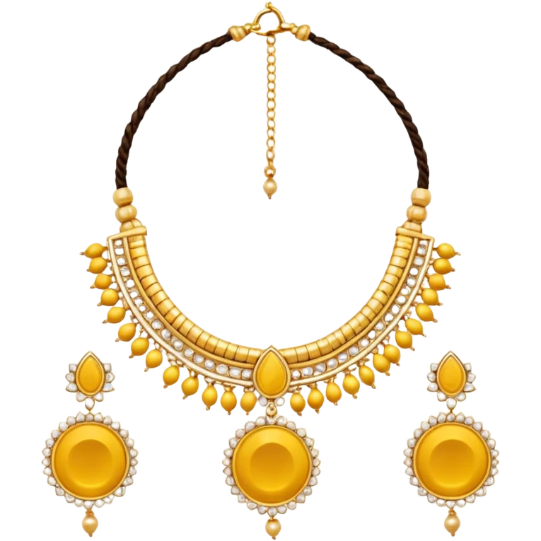 
Yellow thread necklace with two gold pendants, traditional Indian wedding thali emoji
