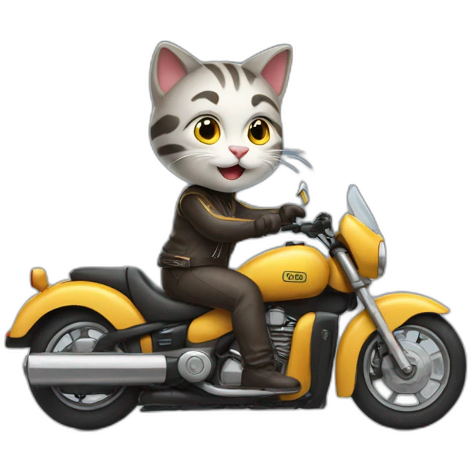 Cat riding a motor bike emoji