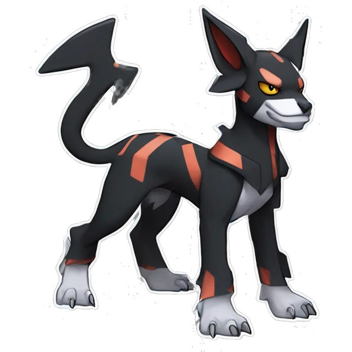 Cool Edgy Houndoom-Litten Fakémon Digimon with Edgy markings, full body, outlined emoji