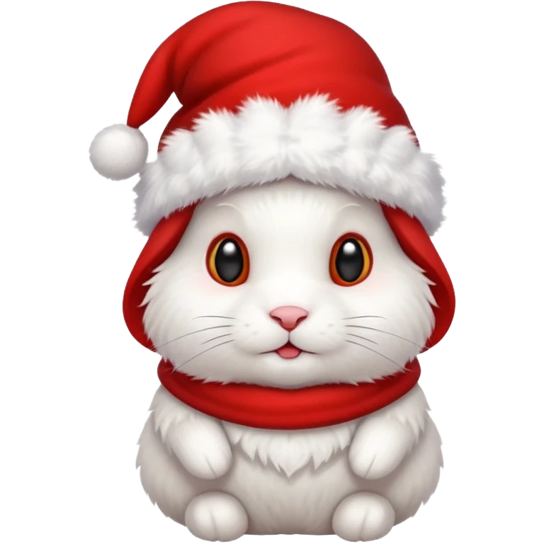 white rabbit in christmas hat emoji