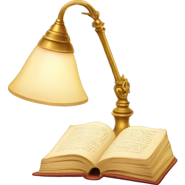 vintage lamp with open book emoji