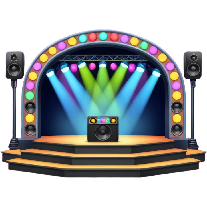 concert stage with colorful lights and speakers emoji