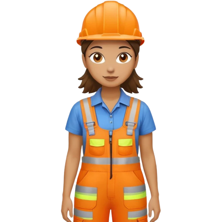 woman in orange hi vis overalls standing emoji