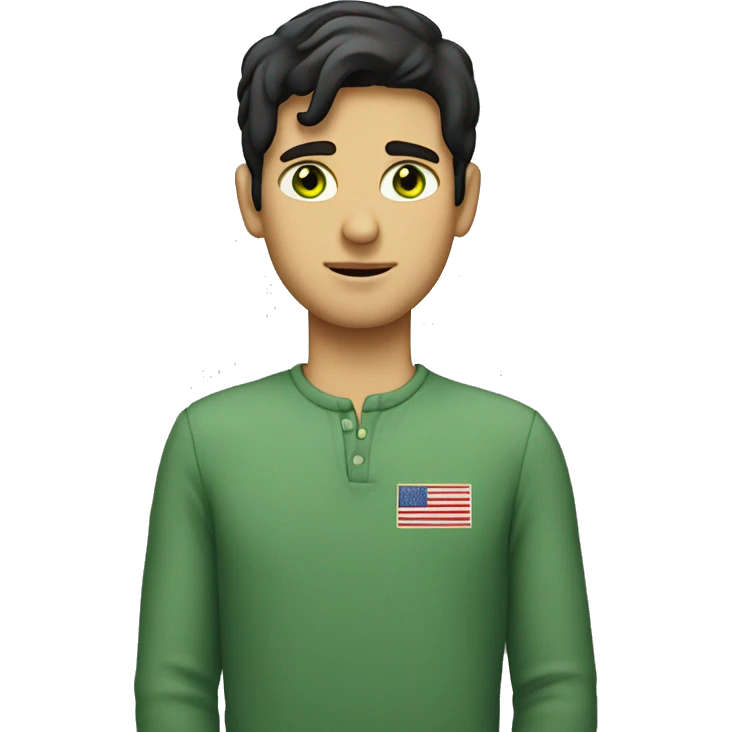 nostalgic white, green-eyed dark haired person reminiscing about their country.  emoji