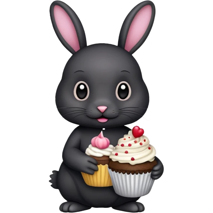 black Rabbit with cupcake emoji