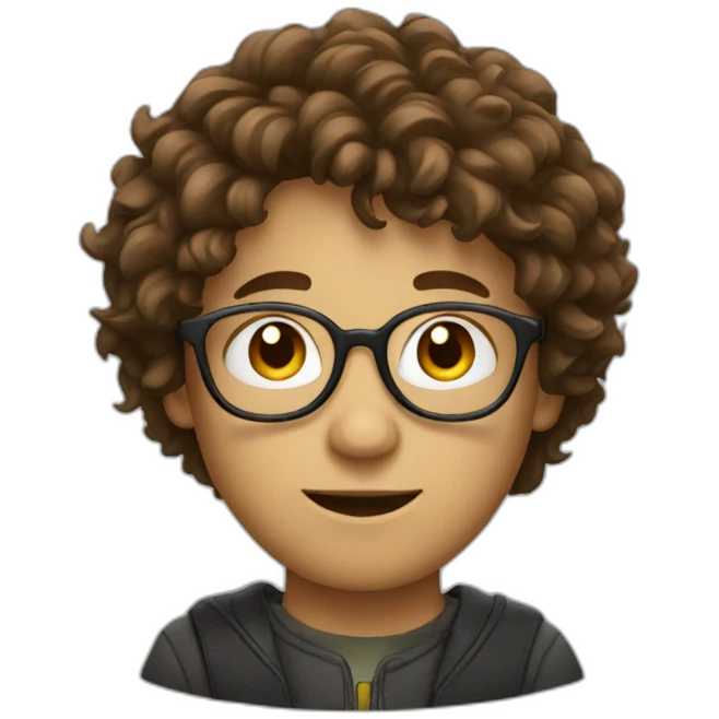 a person with brown messy hair and round glasses emoji