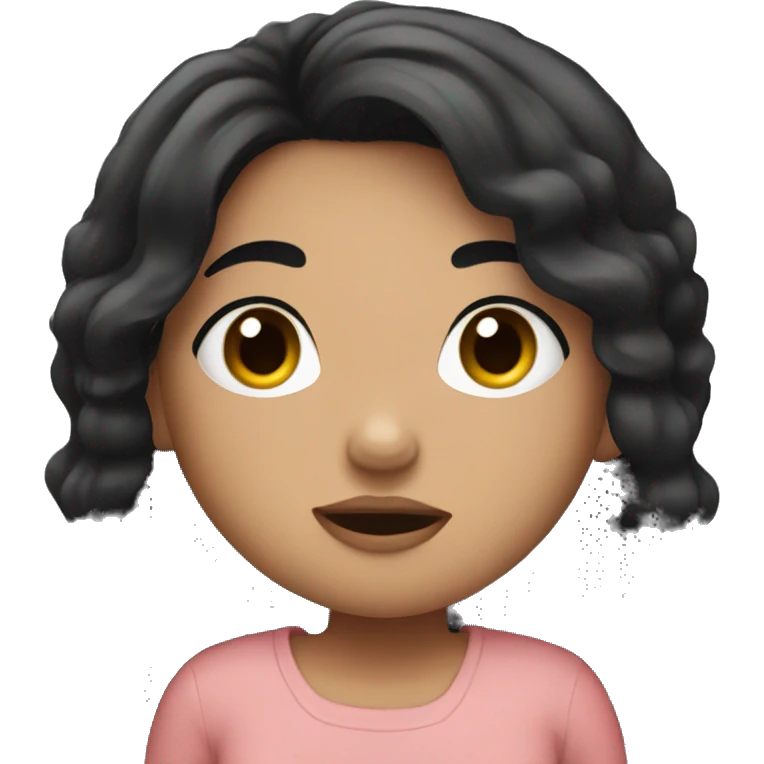  girl with black hair and and lashes shrugging  emoji