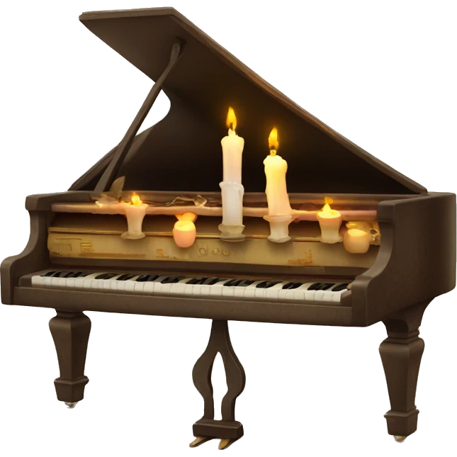 vintage piano with melted candles on top emoji