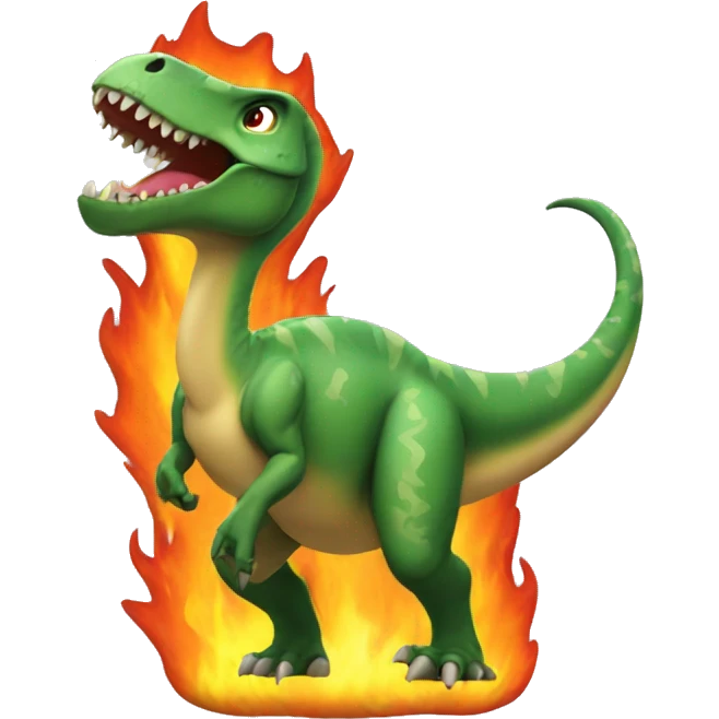 dinosaur with fire emoji