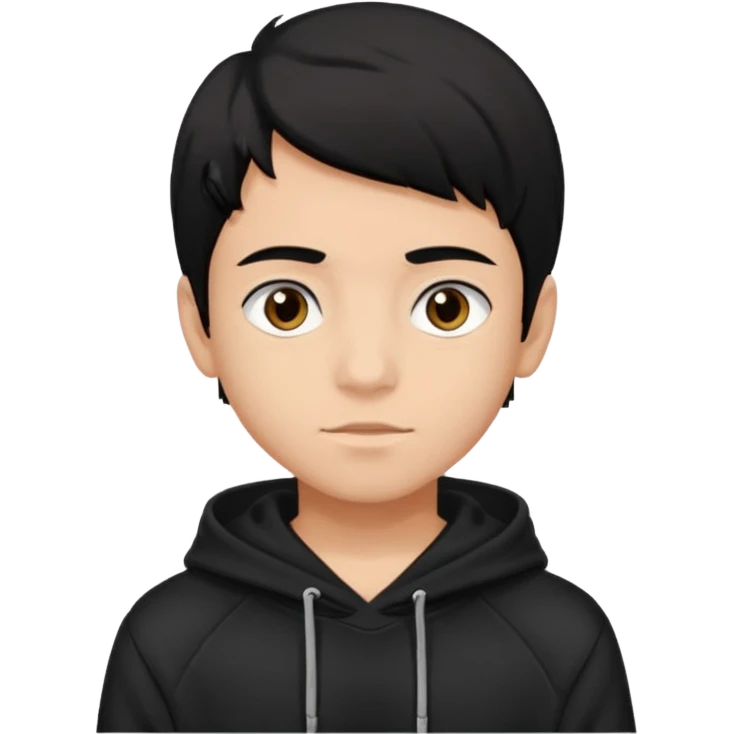 Chłopak ciemno brązowe oczy czarne włosy bluza czarna i taki bardziej żeby wyglądał na 18 latka emoji