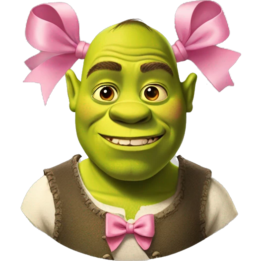 shrek with pink bow emoji