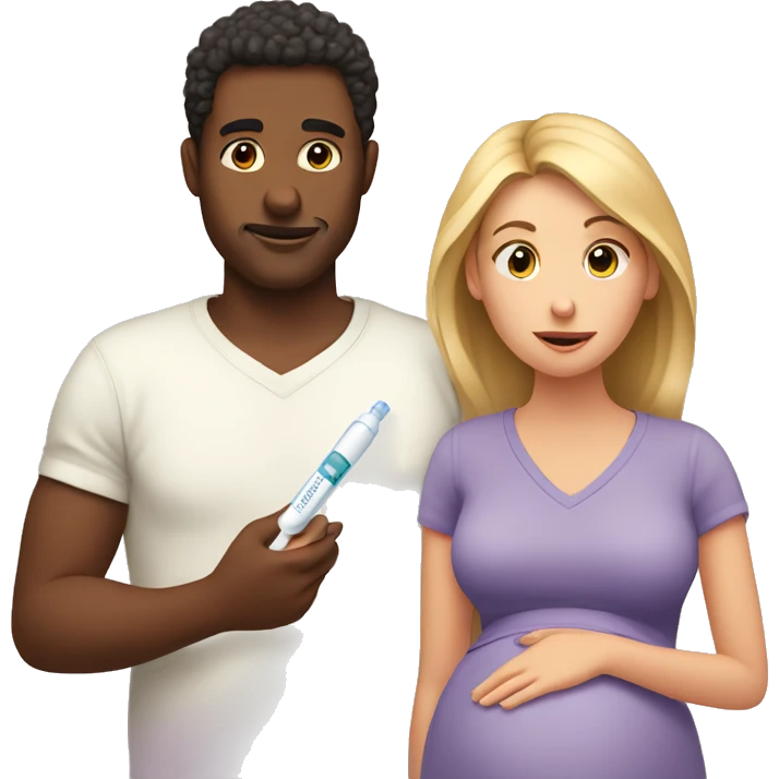couple looking at pregnancy test emoji