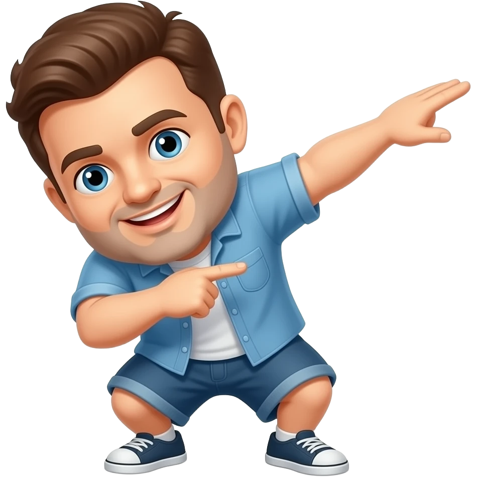 Dad doing the dab emoji