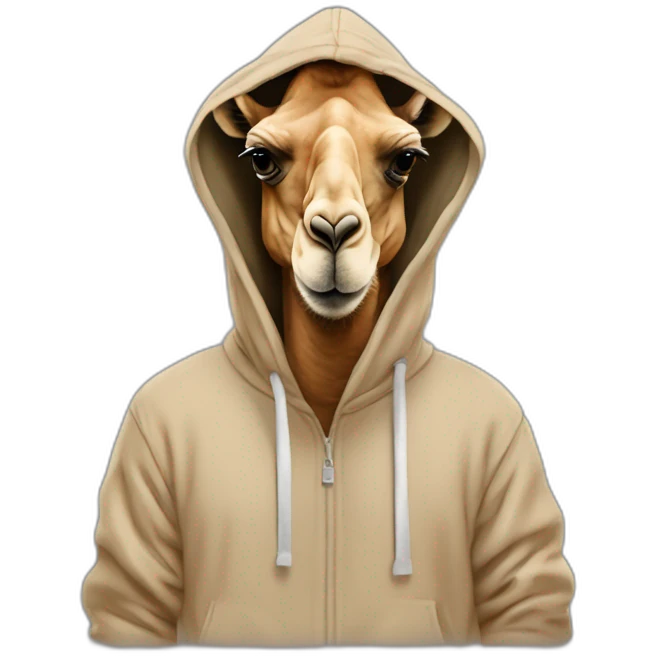 Camel wearing a hoodie with ‘Alexander’ on that hoodie emoji