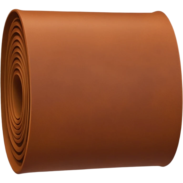 Apple-style 3D emoji of a rolled sheet of industrial leather, smooth surface, deep brown color, soft sheen, folded like fabric, with slight creases showing its texture. emoji
