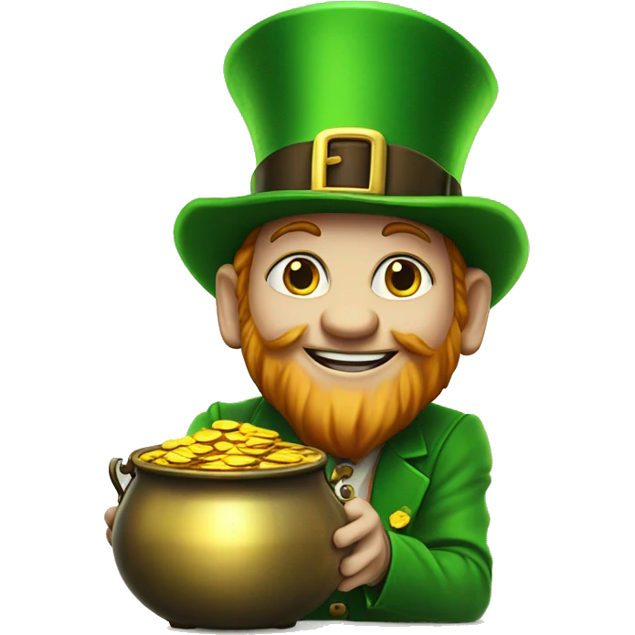 Leprechaun with pot of gold at rainbow end emoji