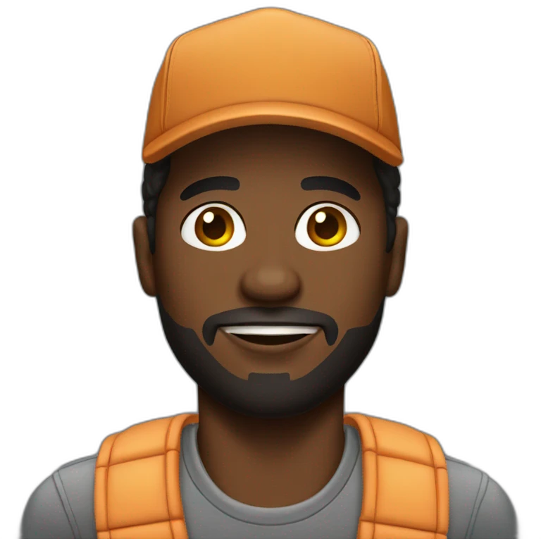 Black man wears a trucker outfit emoji