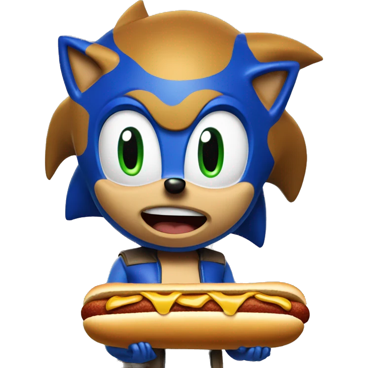 Sonic eating a chili cheese dog emoji