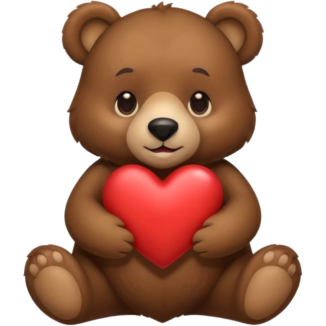 A bear holding a heart emoji