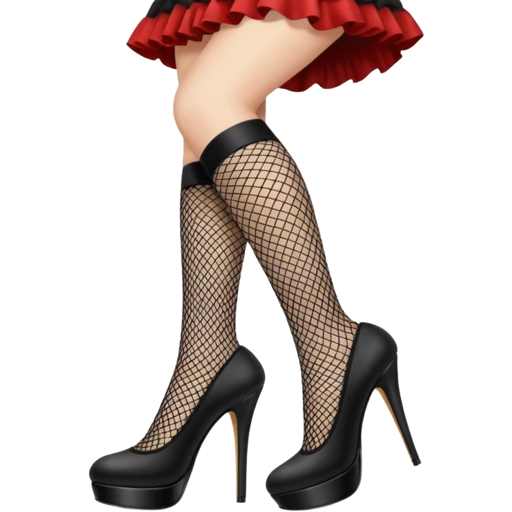 A Leg wearing black fishnet stocking and black platform pump emoji