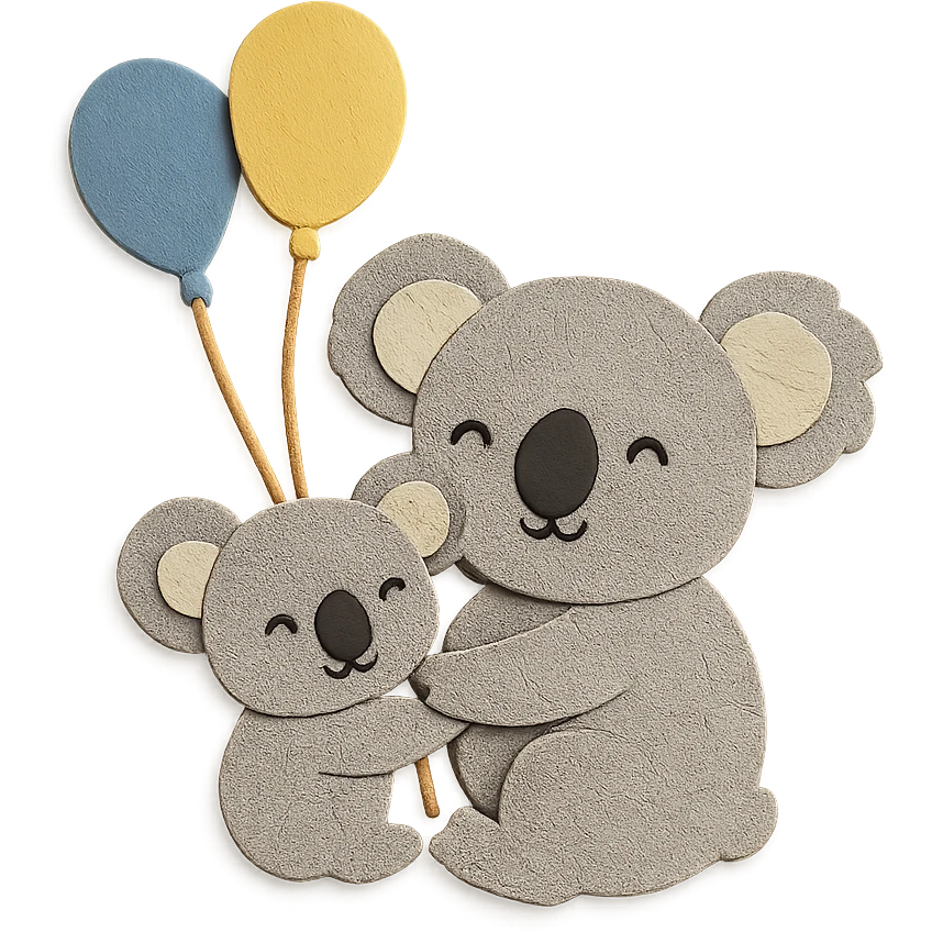 koala babies holding balloons emoji