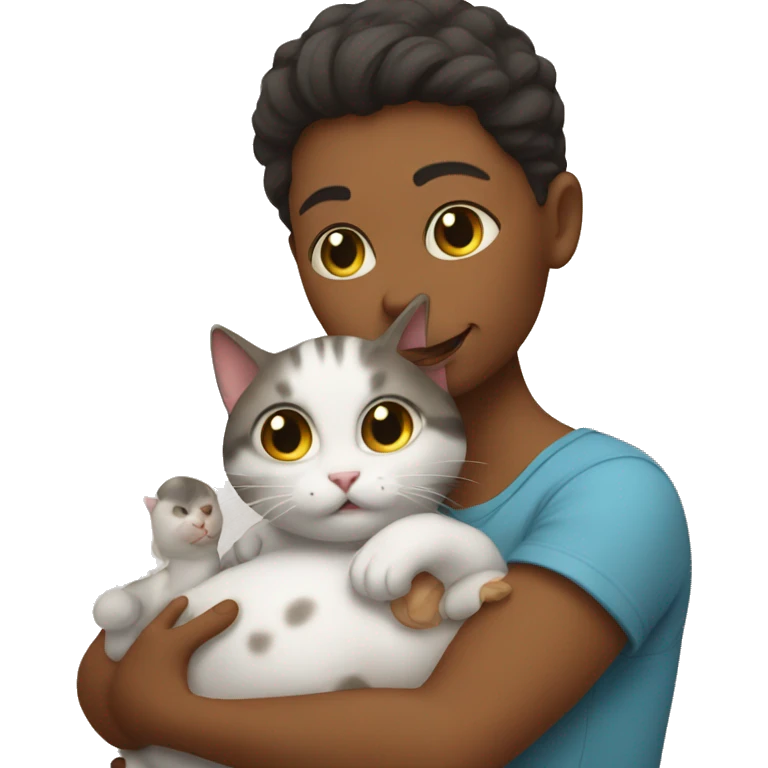 A cat holding a human baby emoji