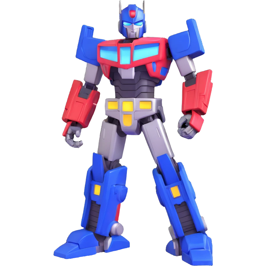 Optimus Prime 3D emoji style, shiny metallic finish, confident stance emoji