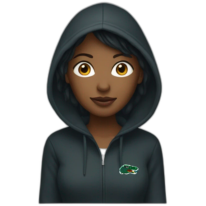 Black ladie using lacoste hoodie emoji