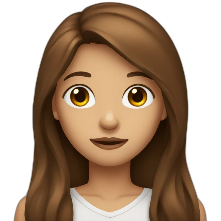 long brown hair and eyes emoji