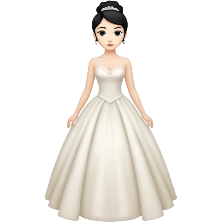 Chica blanca,cuerpo entero, vestido boda sexy, pelo negro y recogido emoji
