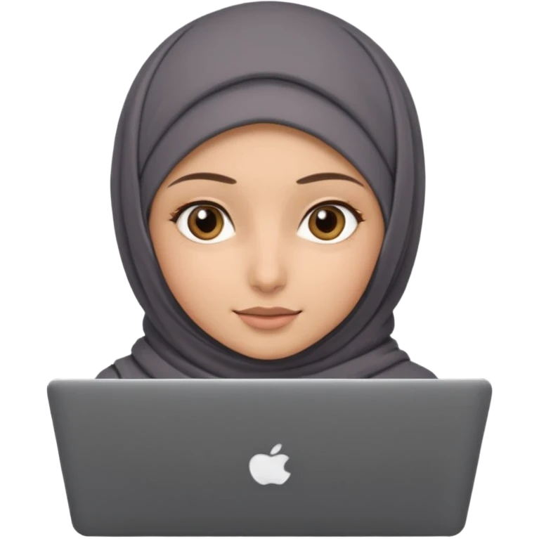 A girl wearing a gray hijab and with hazel eyes is carrying a laptop, not a laptop, just a regular laptop. emoji