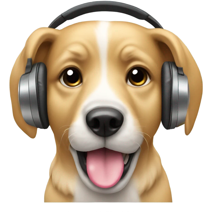 Dog eating ice cream with headphones listening to music emoji