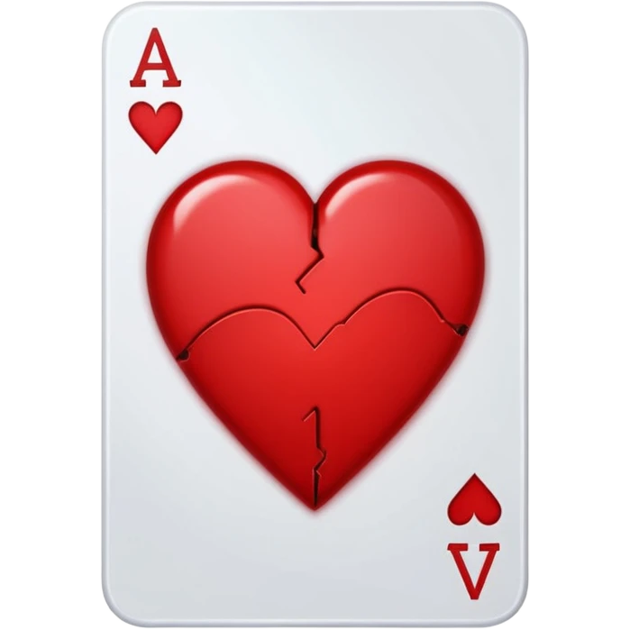 A ace of hearts playing card with a broken heart emoji