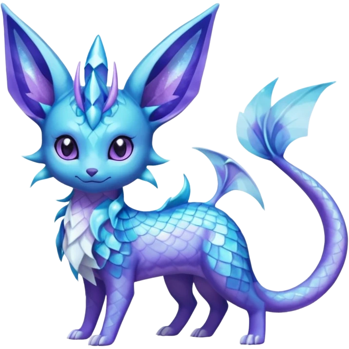 Shiny Nebulae Espeon-Lumineon-Vaporeon-Amaura-Glaceon-Dragonair-Fakémon-hybrid-creature (full body)  emoji