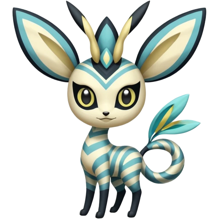 zig-zag-patterned tribal tropical hot spotted striped Meloetta-Glaceon-Giratina-Noibat-Pokémon-Fakémon-fusion-hybrid-creature emoji