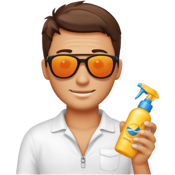 
male suncream bottle and sunglasses, with sun burned emoji