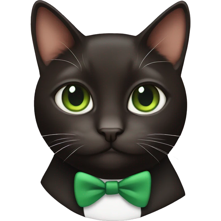 Cute Dark brown Tuxedo cat with green eyes emoji