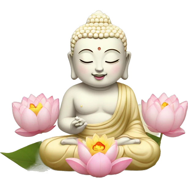 cute Buddha statue slight smile with lotus flower  emoji