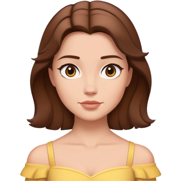 extremely simple belle headshot, shoulders and above only, minimal brown hair, very few details emoji