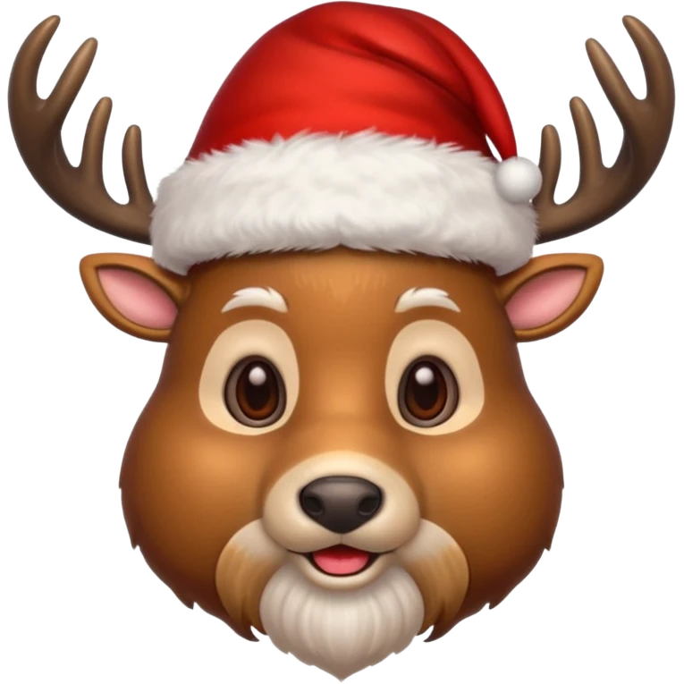 deer wearing red hat of santa claus emoji