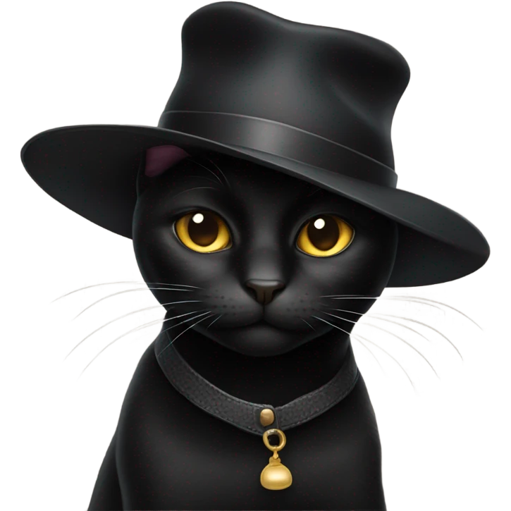 Black cat with a hat  emoji