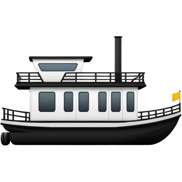 Simple black and white houseboat very basic emoji