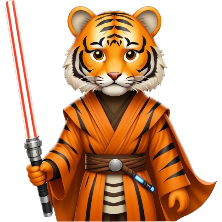 Tiger jedi knight with lightsaber emoji