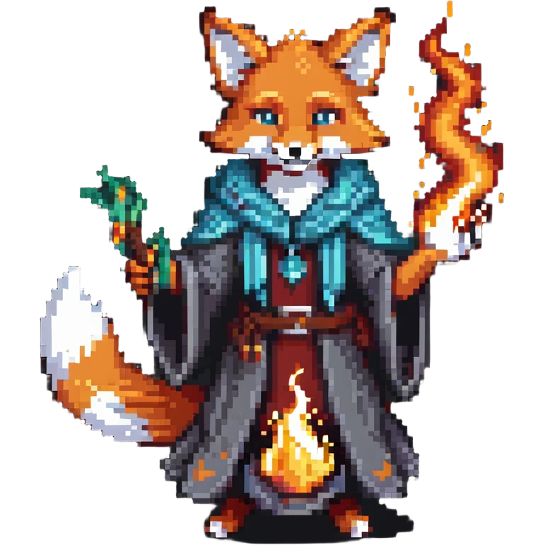 fox wizard with fire spell emoji