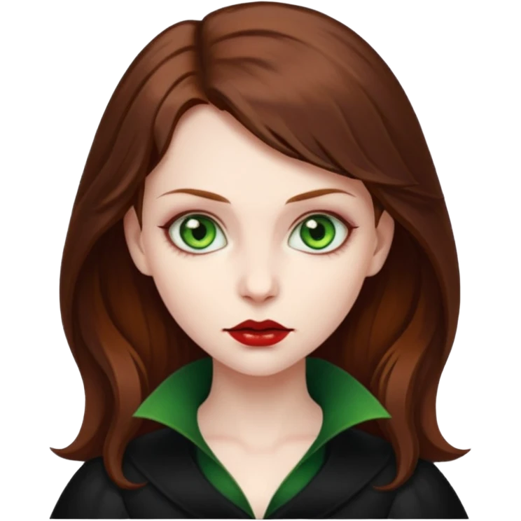 vampire girl with brown hair and green eyes emoji