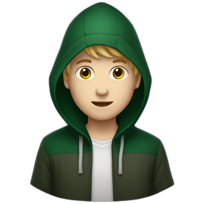 White Boy with a dark green hood emoji