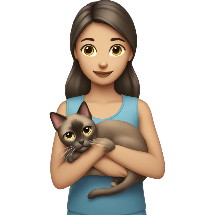 Girl holding Siamese cat emoji